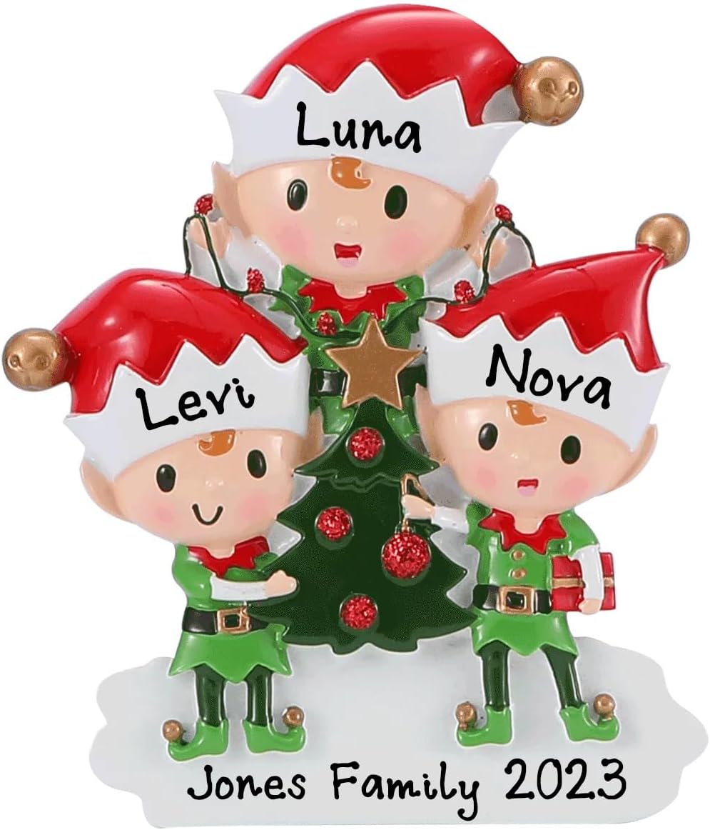 Adorno de Navidad personalizado de Elfos Doing Things 2023  Decoración de elfos para árbol de Navidad familiar  Adorno decorativo personalizado de