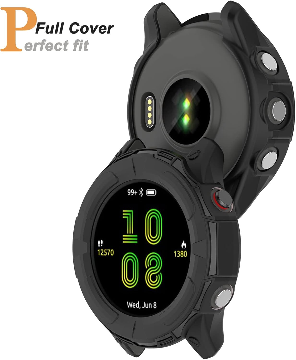 Miimall Compatible con Garmin Forerunner 265, resistente a los arañazos, TPU protección militar, resistente a los arañazos, funda resistente para
