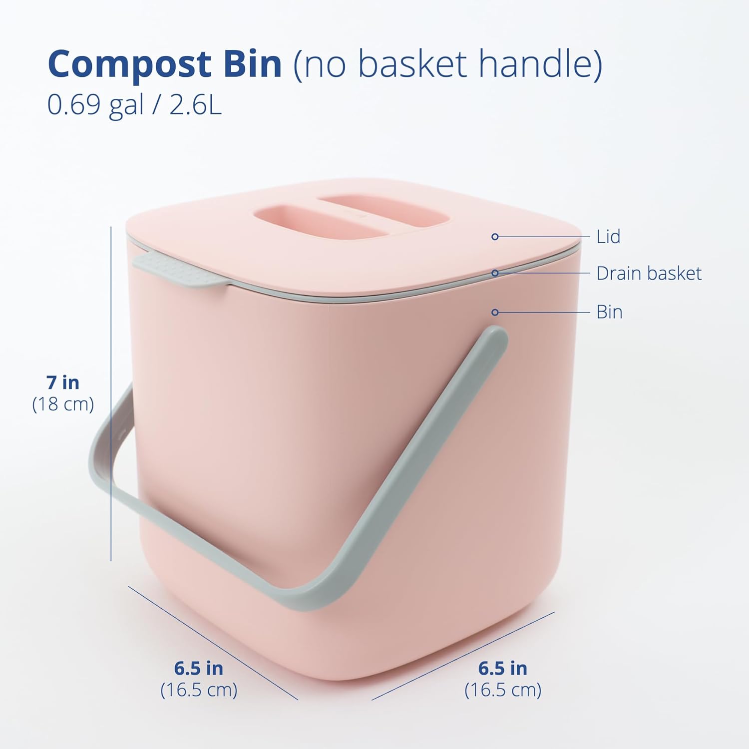 BLUE GINKGO Cubo de compost de cocina, contenedor de basura de alimentos fácil de limpiar para cocina, contenedor de compost de cocina, cubo de