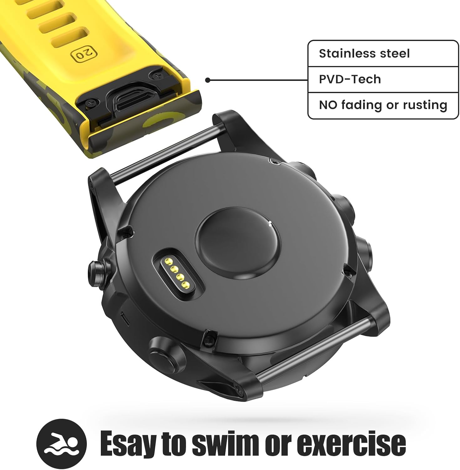 ANCOOL Compatible con Garmin Fenix 6 Bandas, 0.866 pulgadas, repuesto suave para Fenix 5Fenix 6 ProFenix 5 PlusQuatix 6Approach S62, amarillo