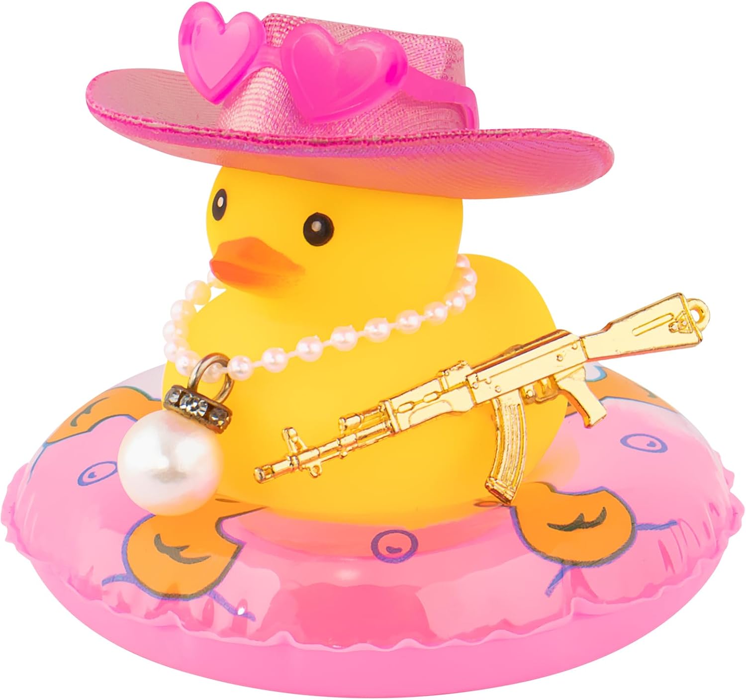 wonuu Decoración de fiesta de pato de goma para automóvil, sombrero de vaquero espacial con purpurina brillante, accesorios para tablero de