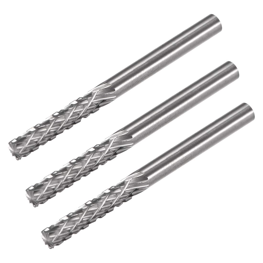 uxcell Limas rotativas de carburo de tungsteno con vástago de 18 pulgadas, doble corte superior dentado cilindro herramienta de rebabas rotativas de