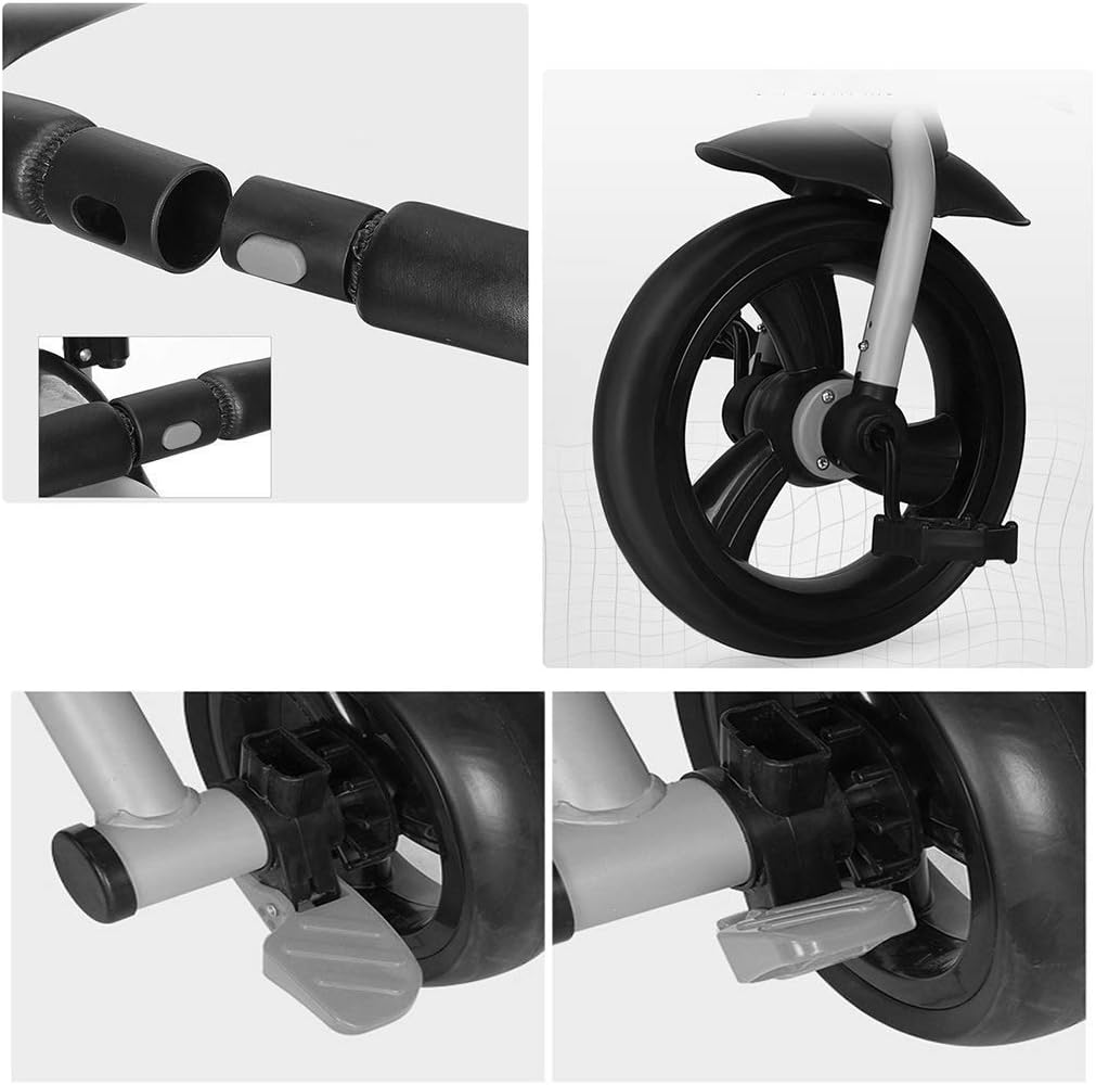 Triciclo plegable para niños pequeños al aire libre, giratorio con altura de asiento ajustable, ruedas traseras convertibles y pedal extraíble