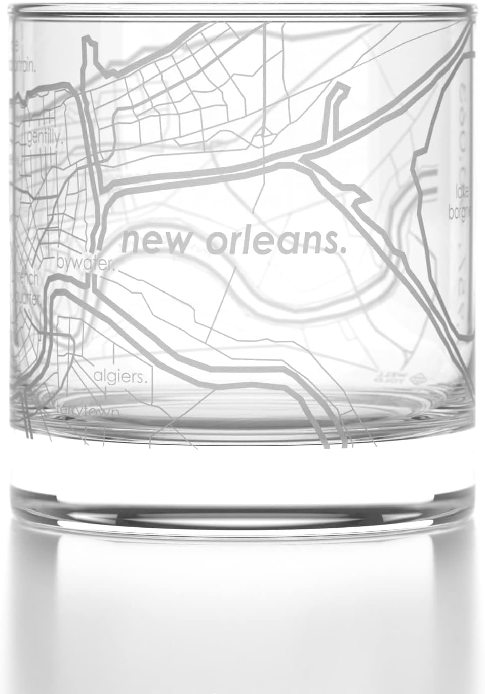 Well Told Vaso grabado de New Orleans Louisiana Map Rocks, vaso de whisky antiguo (11 onzas, transparente), regalo para los amantes del whisky