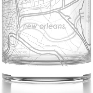 Well Told Vaso grabado de New Orleans Louisiana Map Rocks, vaso de whisky antiguo (11 onzas, transparente), regalo para los amantes del whisky Well Told Vaso grabado de New Orleans Louisiana Map Rocks, vaso de whisky antiguo (11 onzas, transparente), regalo para los amantes del whisky