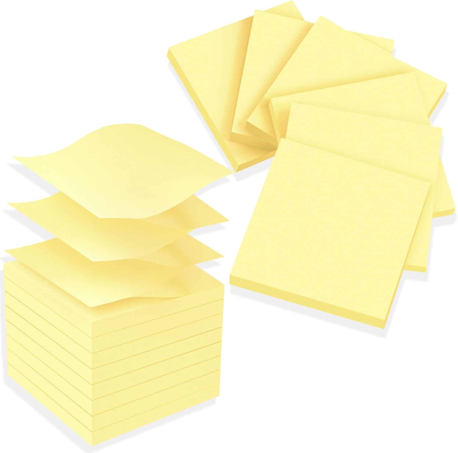 (24 blocs) Notas adhesivas emergentes de 3 x 3 pulgadas, poste adhesivo fuerte amarillo canario, adecuado para el hogar, oficina, escuela,