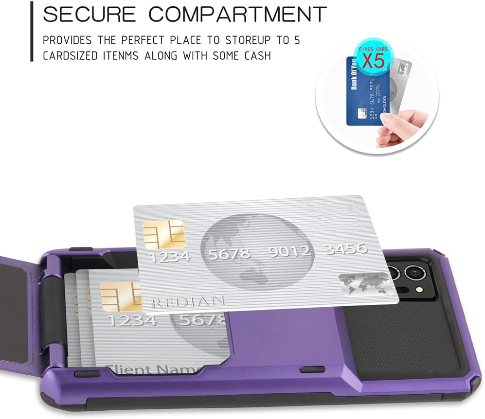 Funda tipo cartera para Galaxy Note 20 Ultra con ranura para identificación, resistente a los arañazos, de doble capa, carcasa de goma de