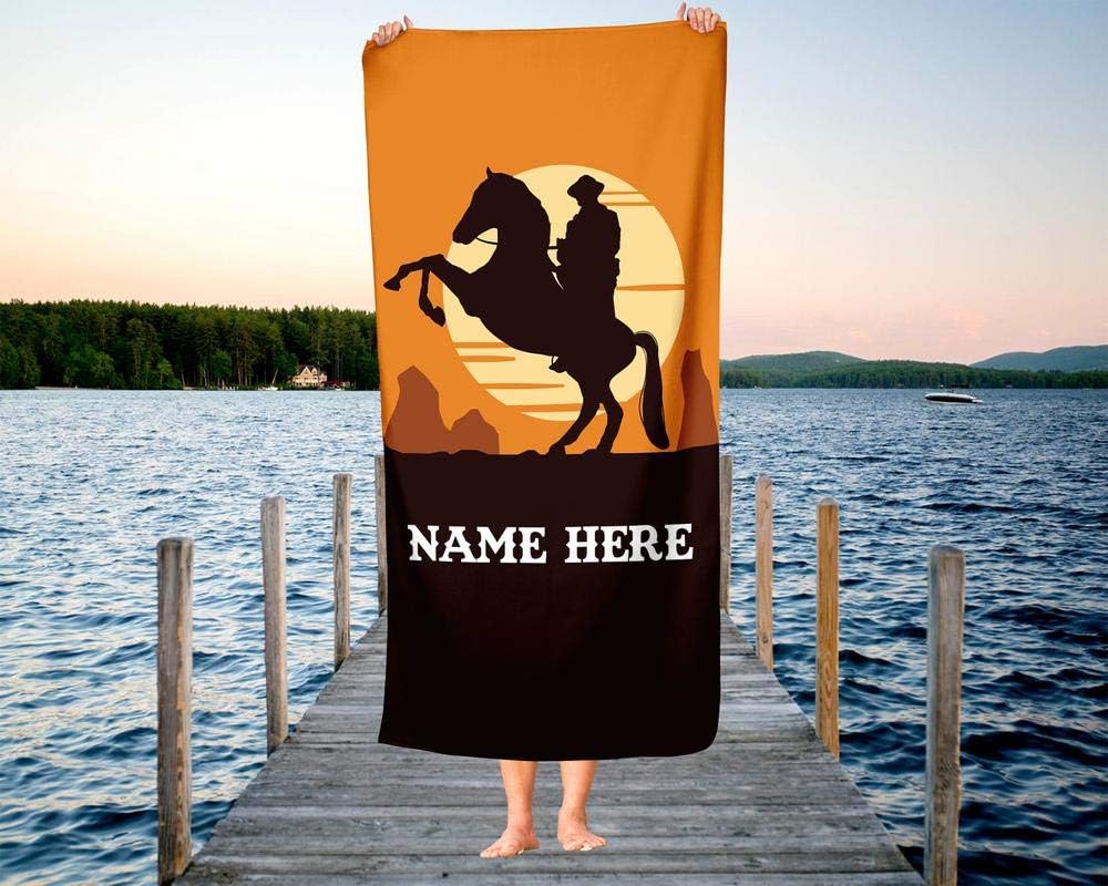 Toalla de vaquero y caballo personalizada extragrande para niños, toallas de viaje personalizadas de gran tamaño para playa, piscina y baño para
