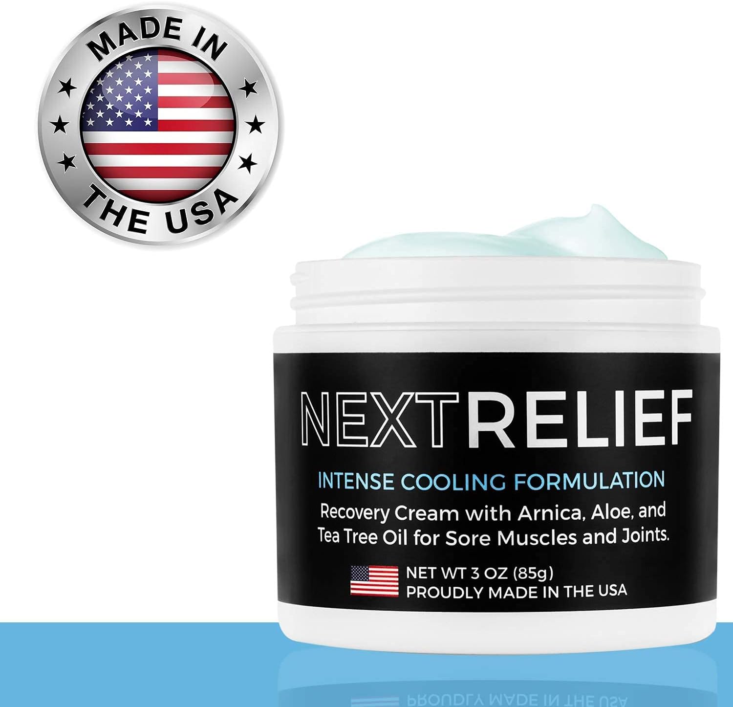 NextRelief – Crema refrescante para aliviar el dolor, 3 onzas, fabricada en Estados Unidos con árnica, aloe, aceite de árbol de té y más, se siente
