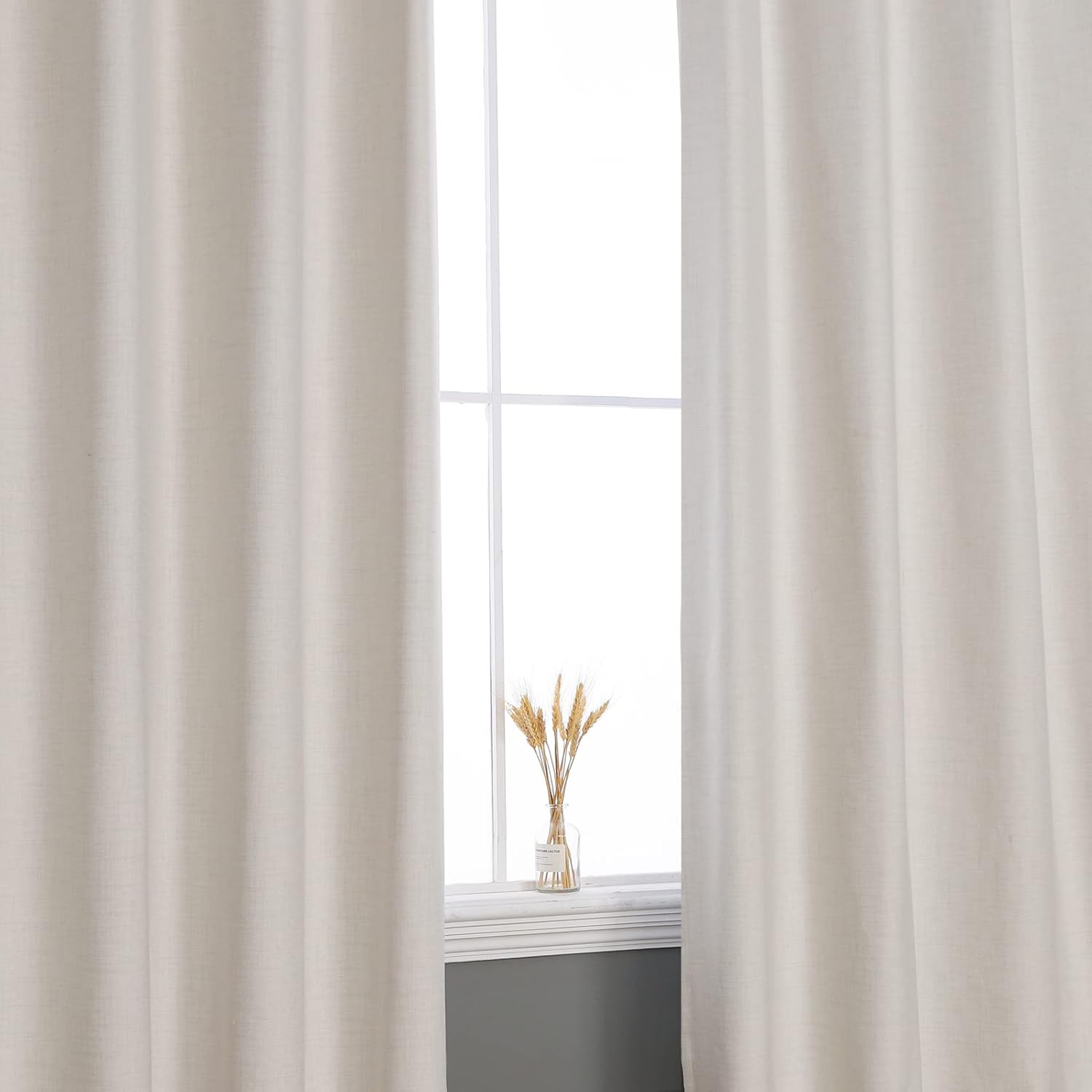 LOYOLADY Cortinas opacas de lino marfil de 102 pulgadas de largo, juego de 2 paneles de cortinas con aislamiento térmico para sala de estar con