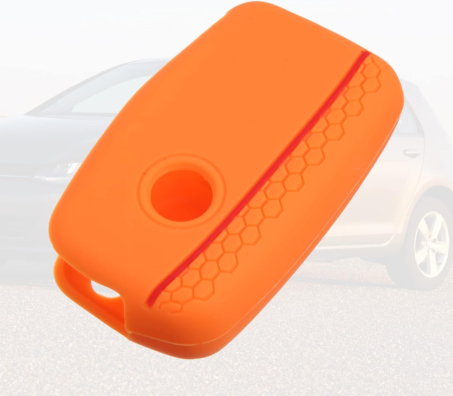X AUTOHAUX Funda protectora de silicona naranja para llave de coche con control remoto para Volkswagen Jetta GTI Passat Golf Tiguan Touareg 3 botones