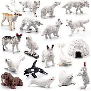Juego de mini figuras de animales árticos, 18 piezas de mini juguetes de animales árticos, para niños pequeños, de plástico realista, reno ártico, Juego de mini figuras de animales árticos, 18 piezas de mini juguetes de animales árticos, para niños pequeños, de plástico realista, reno ártico,