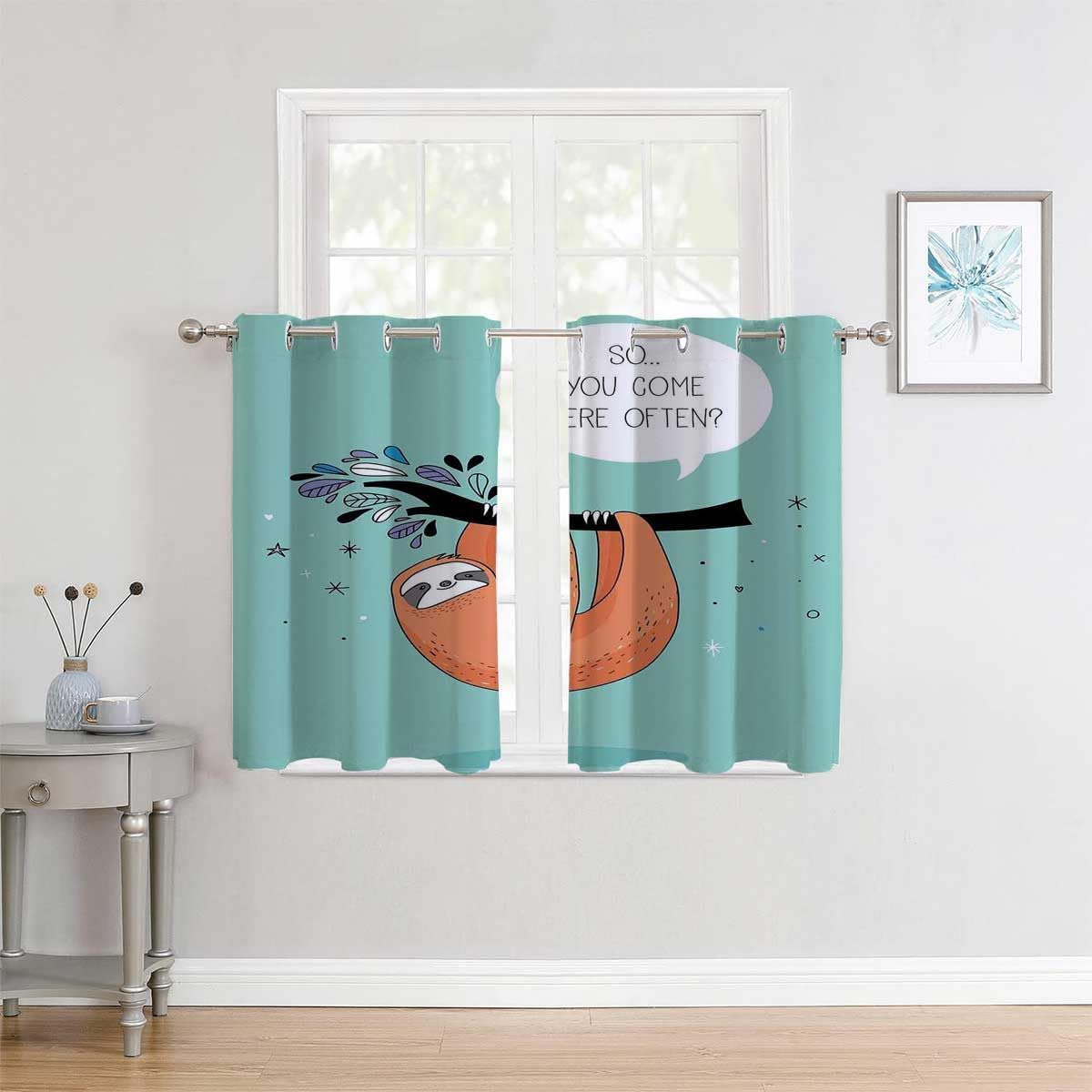 YANFENQI Curtains with Grommets Animal Grommet Short Closet Door Alternatives Cortinas para Ventanas De Cuarto 63Inch Width by 80Inch Length,2 Panels