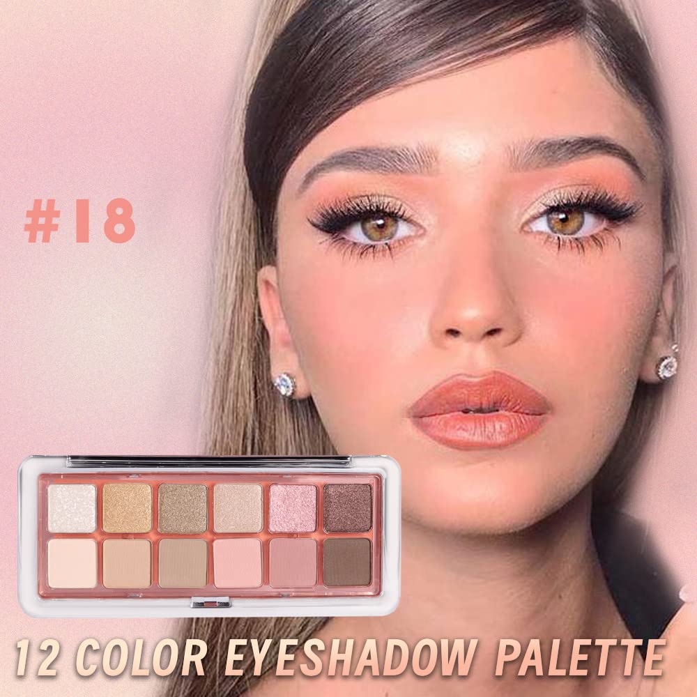 AMY’S DIARY Paleta de sombras de ojos marrón rosa de 12 colores, alta pigmentación, mezclable, paleta de ojos neutros de larga duración (3)