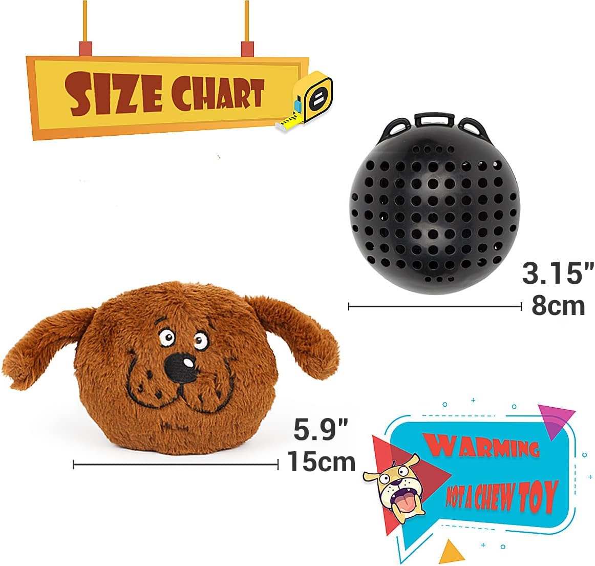 NAMSAN Giggle – Juguete de peluche interactivo para perros, juguete chirriante con bola de activación de salto para perros que juegan (monstruo