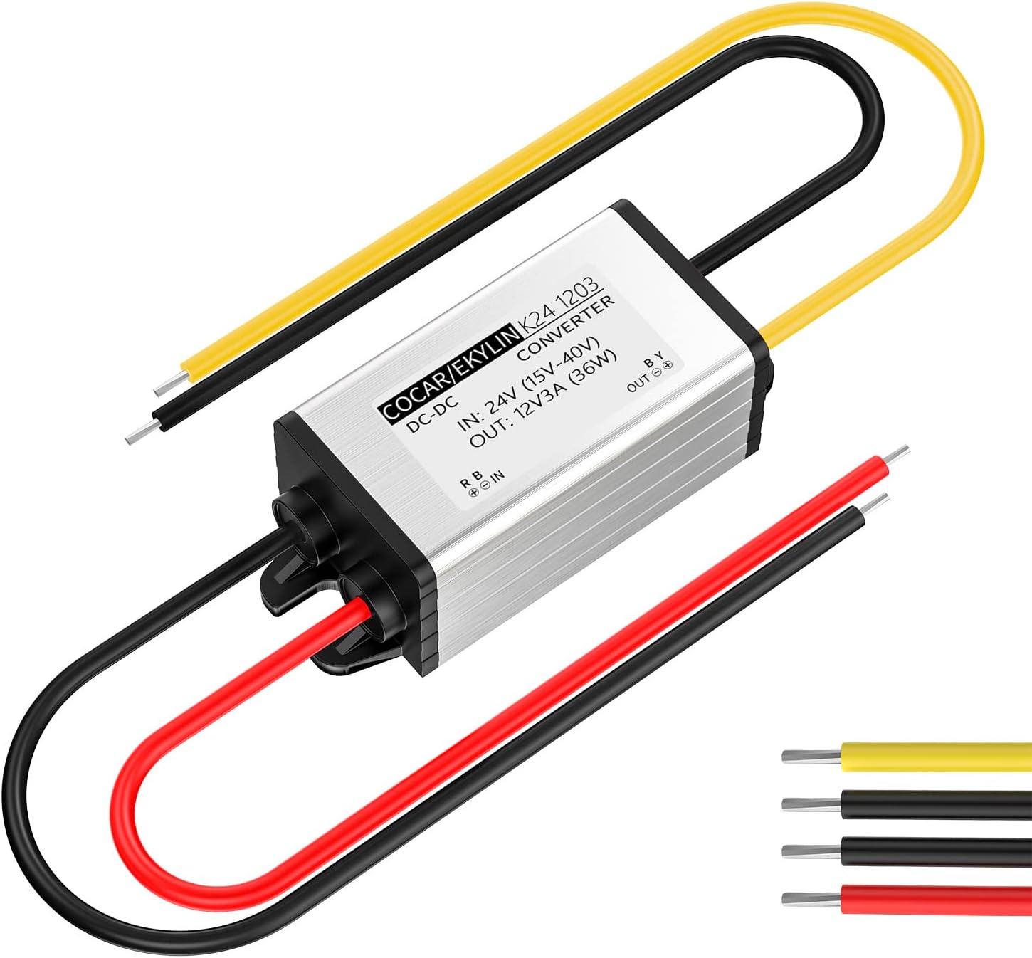 Regulador reductor convertidor reductor reductor de CC de 24 V a 12 V, adaptador de fuente de alimentación de 3 A 36 W para automóvil, camión,