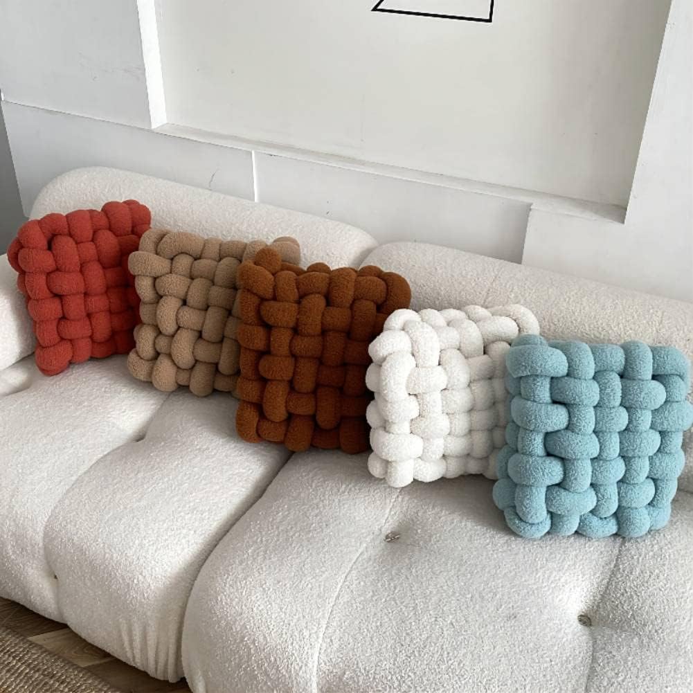 Almohada cuadrada de felpa con nudo, cojín de peluche para decoración del hogar, oficina, sofá, jardín, automóvil, almohadas para habitación de