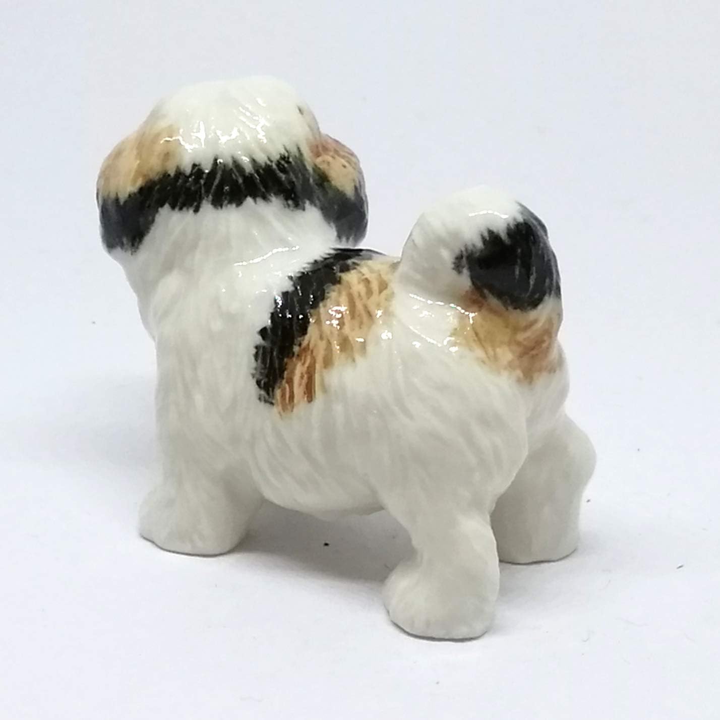 ZOOCRAFT Pequeña figura de cerámica para perro Shih Tzu, pintada a mano, decoración coleccionable de regalo de porcelana