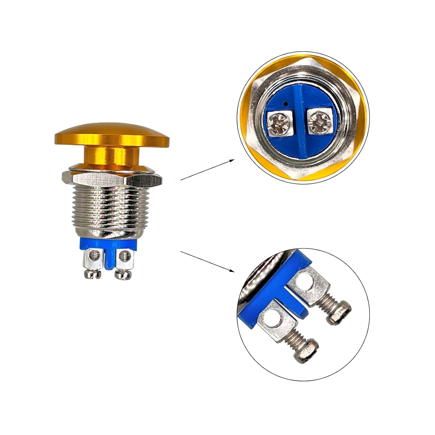 Xnrtop 2 interruptores de botón en forma de hongo de 0.866 pulgadas, impermeables, 1NO SPST, botón de inicio momentáneo, encendido y apagado,