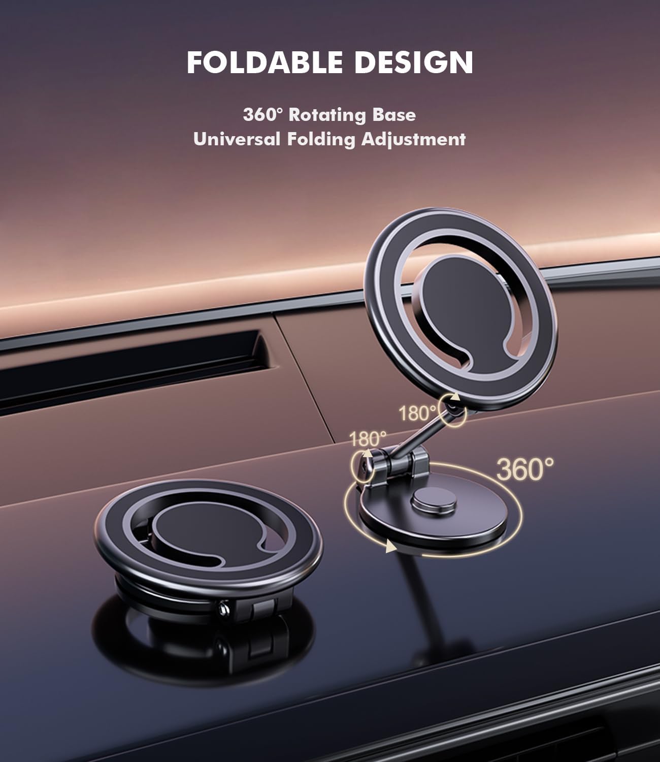 Soporte magnético para automóvil para iPhone 15, 14, 13, 12 Pro Max Mini, funda MagSafe plegable, con 44 imanes N52 fuertes, se adapta a todos los