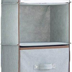 Adou Organizador de armario colgante de 4 estantes, 2 cajones, estantes de almacenamiento de armario plegables colgantes, organizador de Adou Organizador de armario colgante de 4 estantes, 2 cajones, estantes de almacenamiento de armario plegables colgantes, organizador de