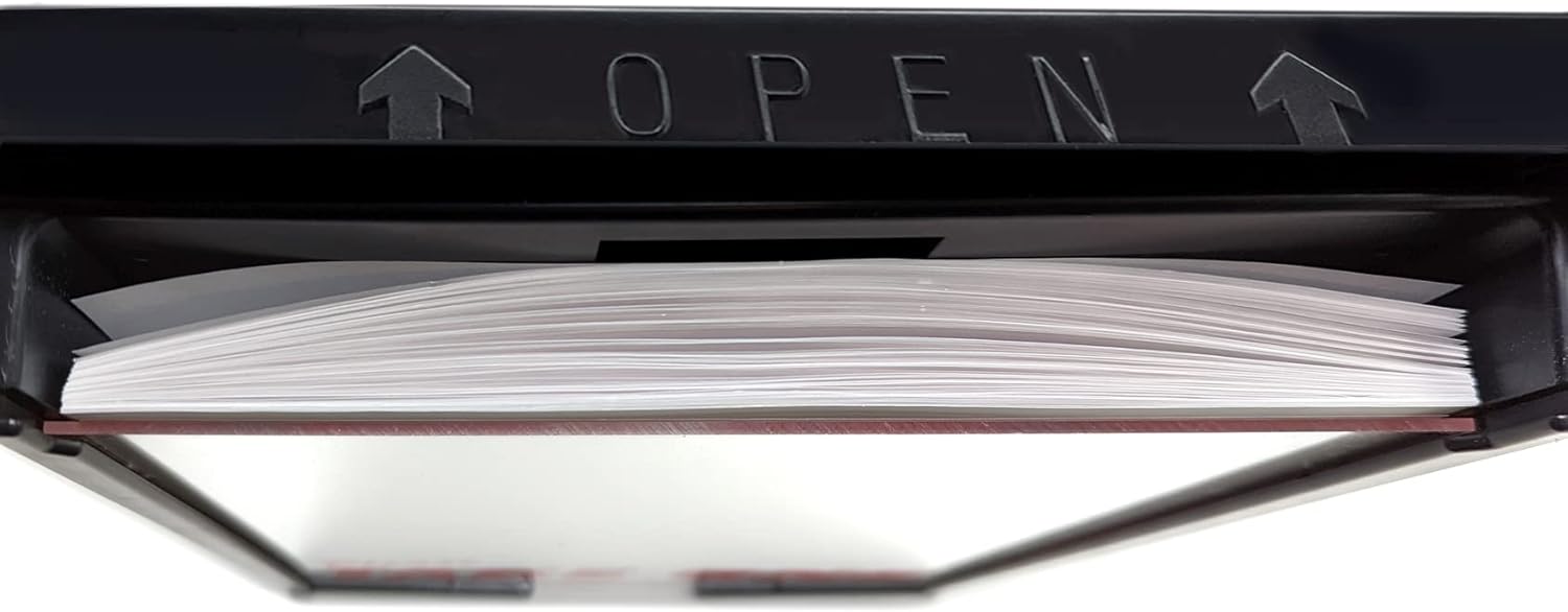 Caja para folletos de bienes raíces para exteriores con tapa de cierre a presión, puede contener 100, 8.5 x 11 documentos, volantes, literatura y