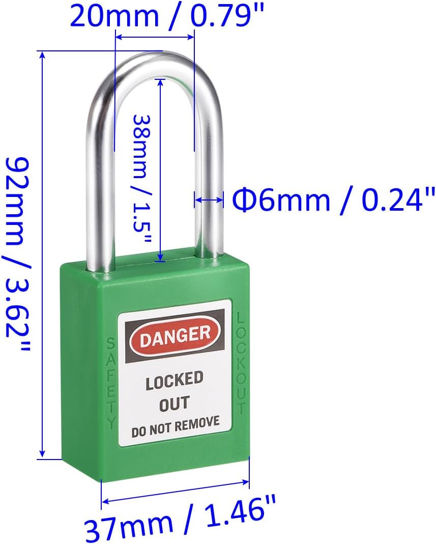 Paquete de 2 candados de seguridad con llave similar, ligeros y compactos, se aplican para bloquear la etiqueta, (1.496 pulgadas, verde)