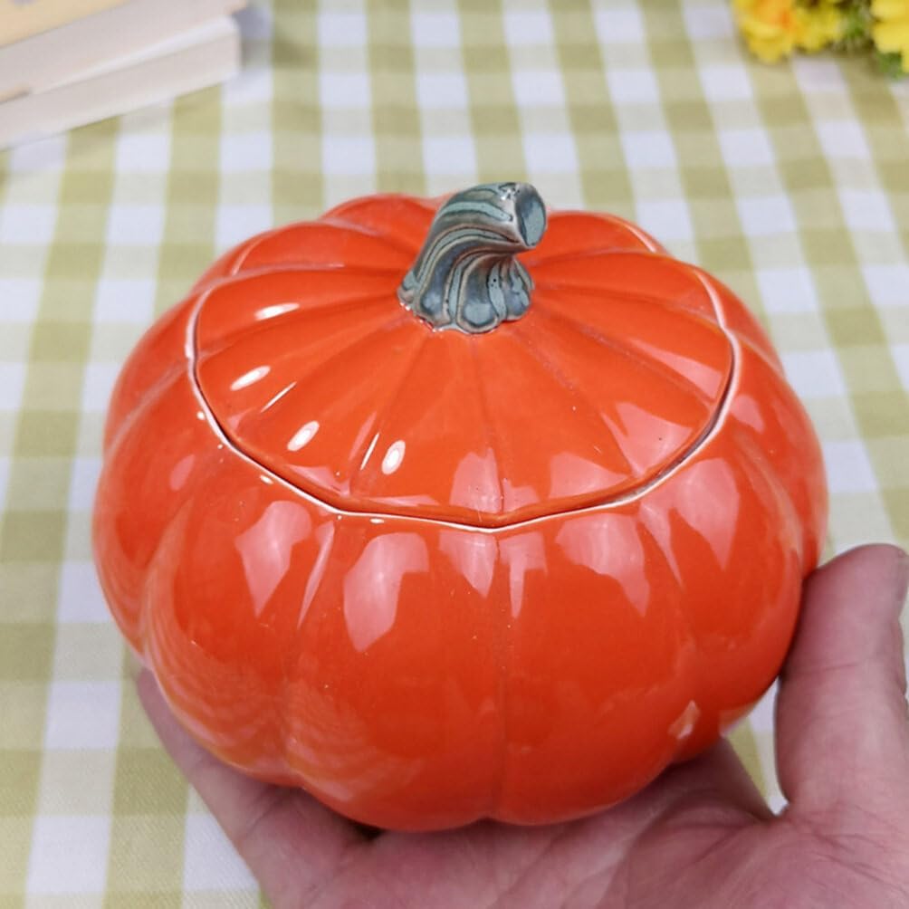 Kichvoe Latas de té chino, tarro de calabaza de Halloween, tarro de cerámica para almacenamiento de alimentos, recipiente de cocina de porcelana,