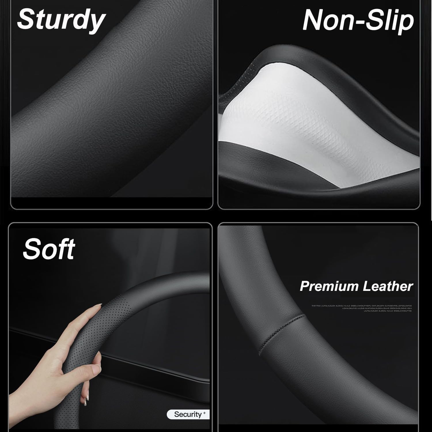 Funda para volante de automóvil para Porsche 911 Macan Cayenne Panamera Boxster Cayman Accesorios, Cuero Negro 2024 14  ”-15”