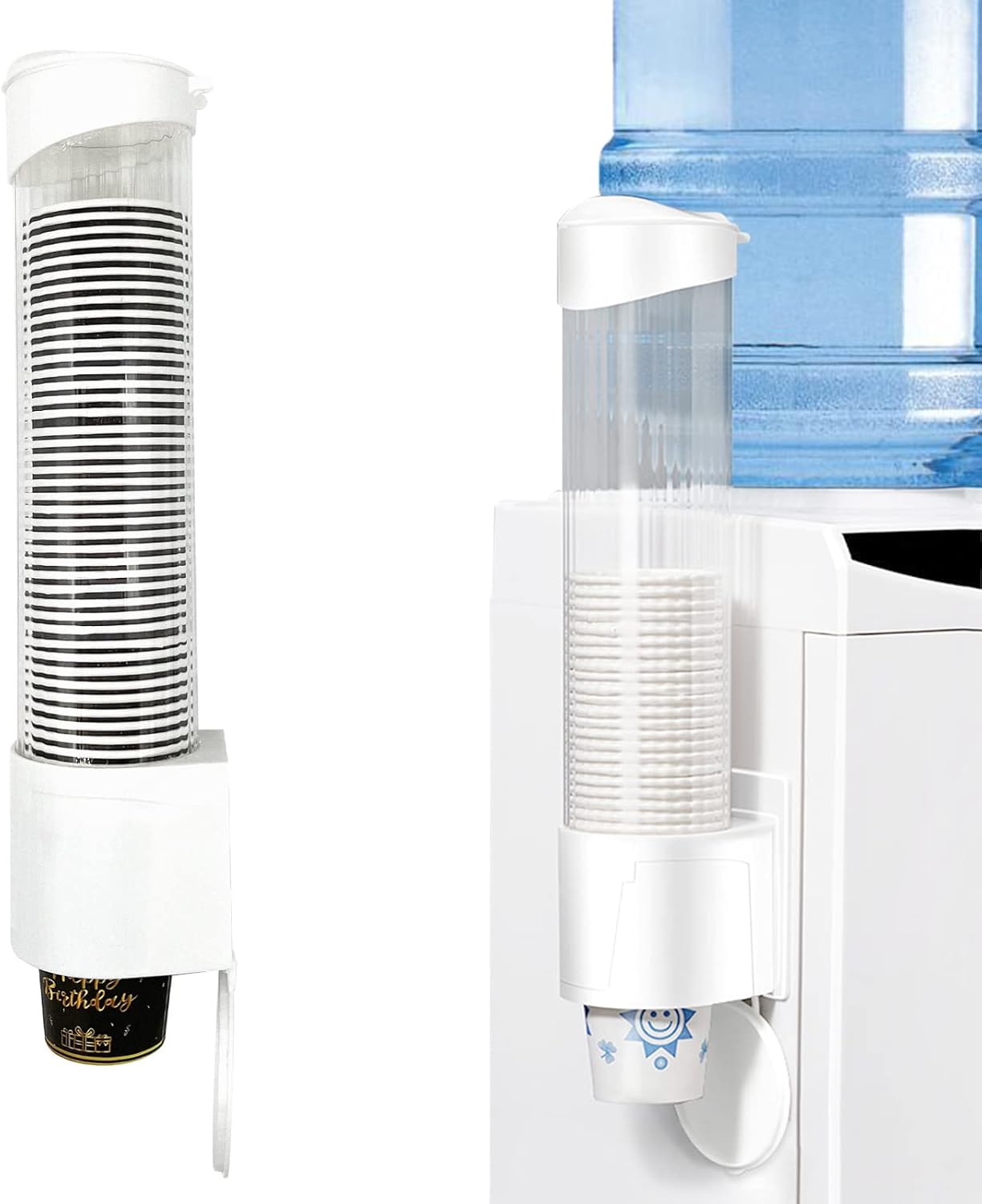 Dispensador de vasos de papel desechable, dispensador de tazas para tazas de cono o fondo plano de 5 onzas a 7 onzas, dispensador de tazas de