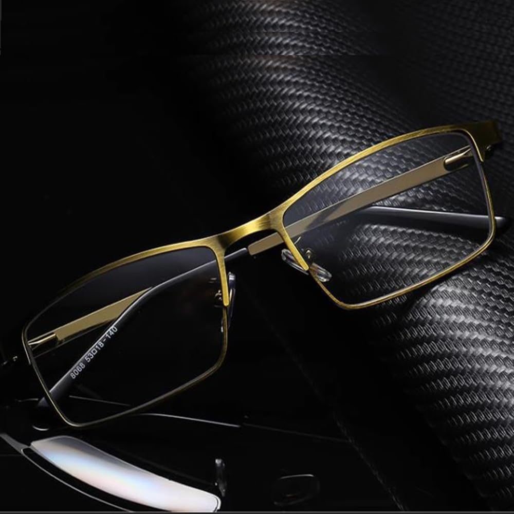 DOUKI Gafas de lectura progresivas multifocal+1.5 para hombres Gafas de sol fotocromáticas de metal medio marco lectores rectángulo