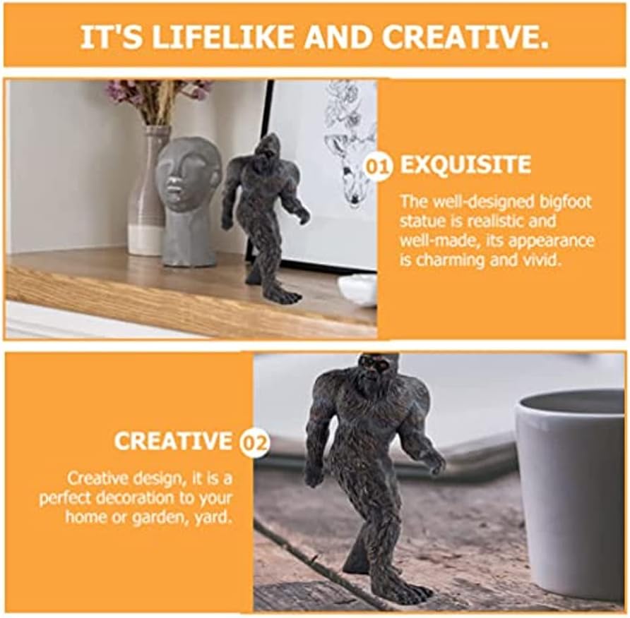 Bigfoot Estatua de jardín  Intrigante figura de Sasquatch para decoración al aire libre  Escultura negra para césped, patio  Regalo único de