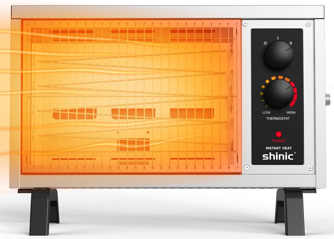 Shinic Calentadores radiantes para uso en interiores, calentador eléctrico de calentamiento rápido con termostato, calentador radiante portátil de