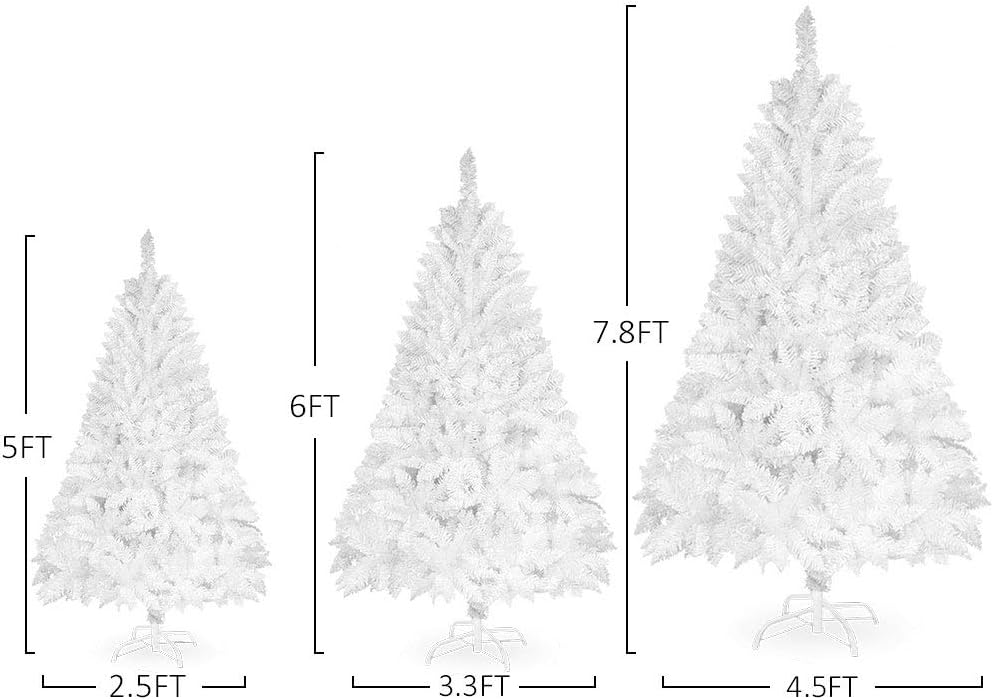 Sibosen Árbol de Navidad artificial blanco de alta calidad de 6 pies para decoración de fiestas en interiores y exteriores con 1000 puntas de rama,