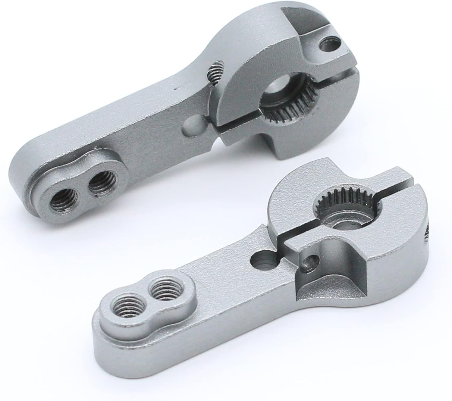 Paquete de 2 bocinas servo de aluminio 25T grises M3 hilos de brazo de dirección de metal, adecuado para servos de la serie SINCECAM para servos 25T