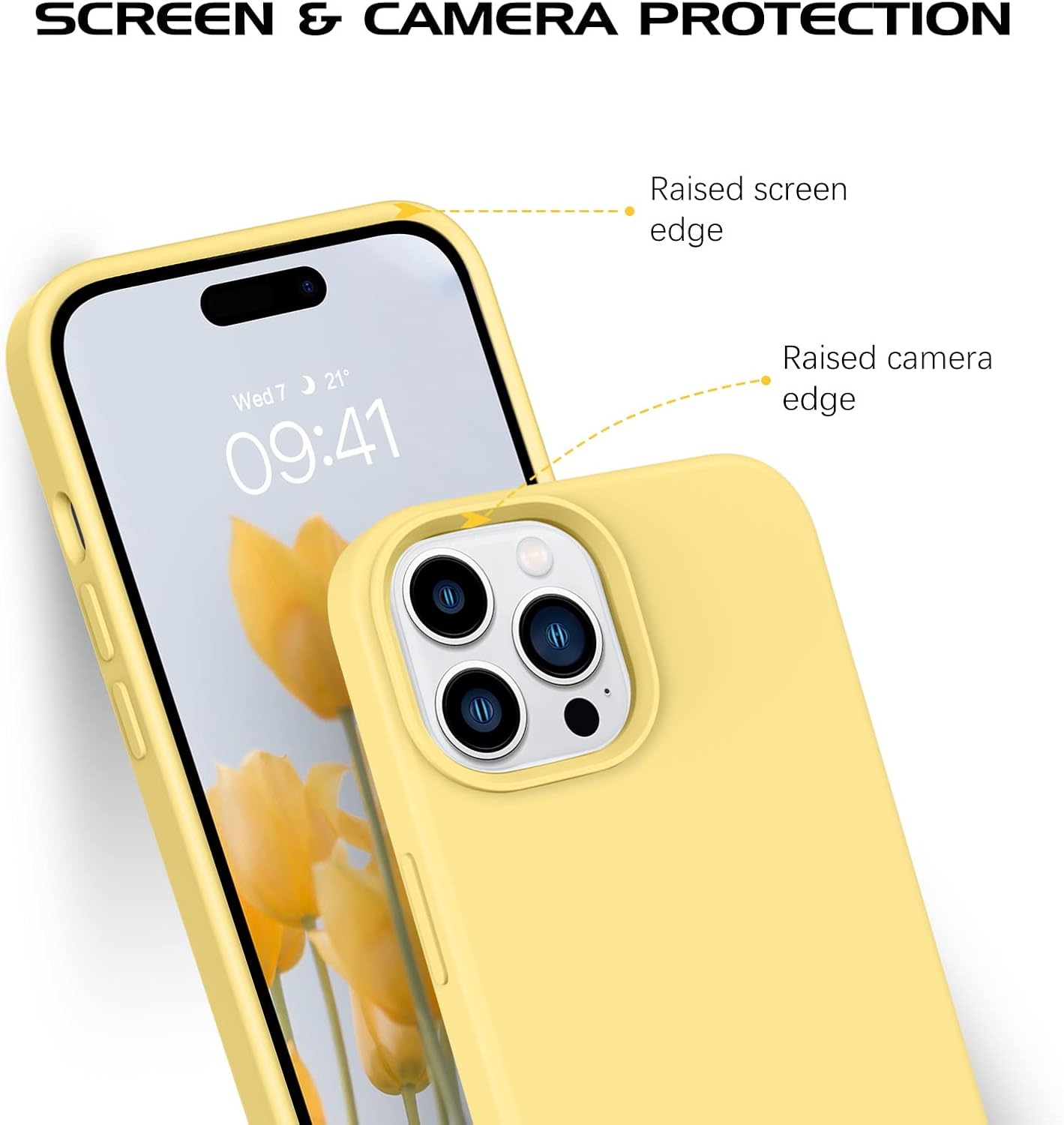 DOMAVER Funda para iPhone 14 Pro, silicona líquida, gel suave, forro de microfibra, funda de cojín a prueba de golpes, funda protectora para iPhone