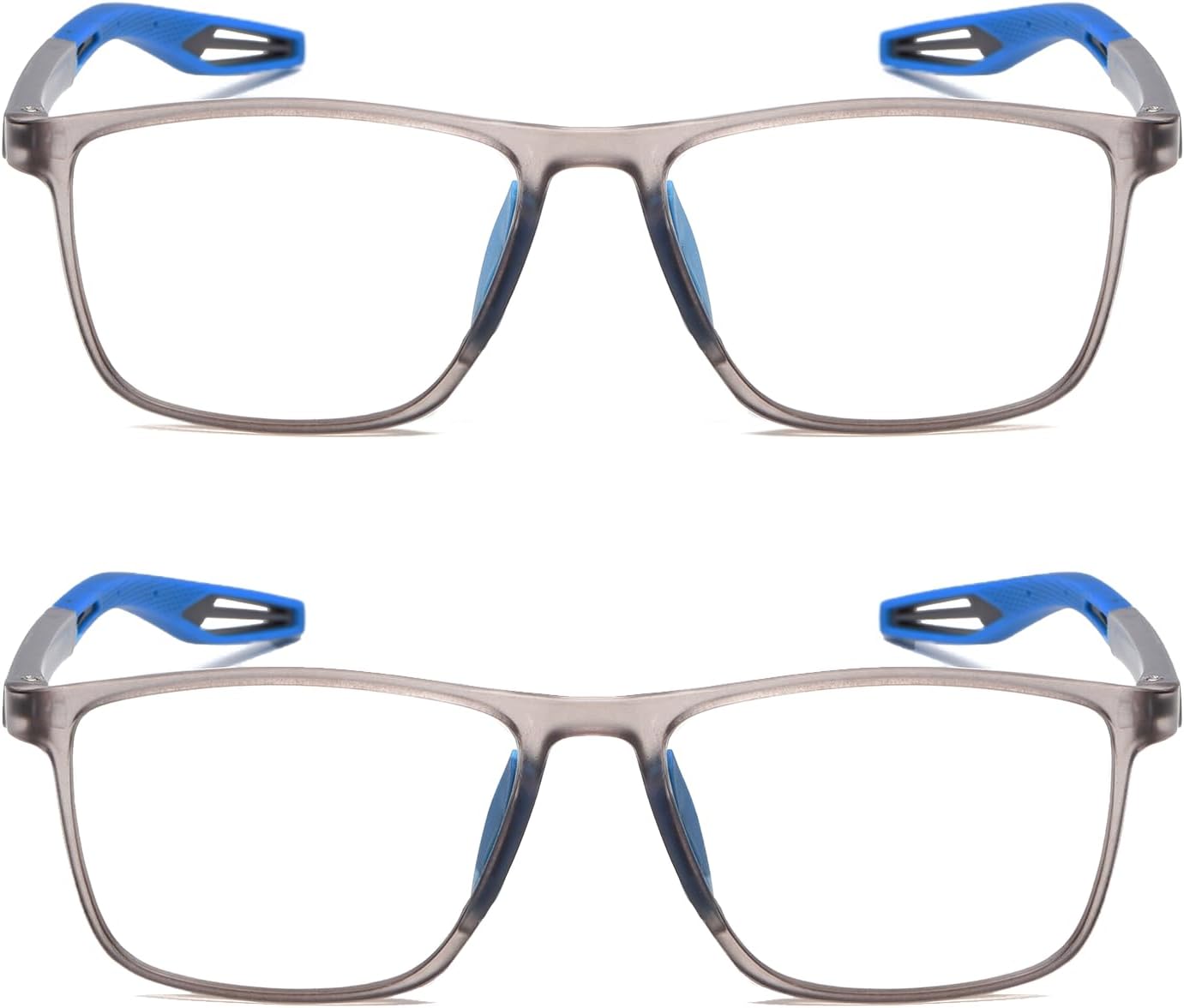 Gafas de lectura para hombre, 2 pares, estilo deportivo, cómodas y flexibles, con bloqueo de luz azul, lectores para hombres