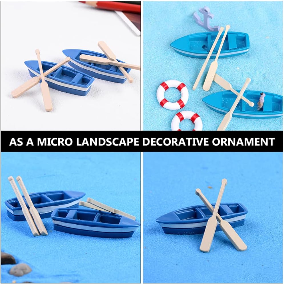 Kisangel 5 juegos de botes de remos en miniatura con remos, modelo de canoa, modelo de canoa, figura de barco de juguete, decoración náutica para el