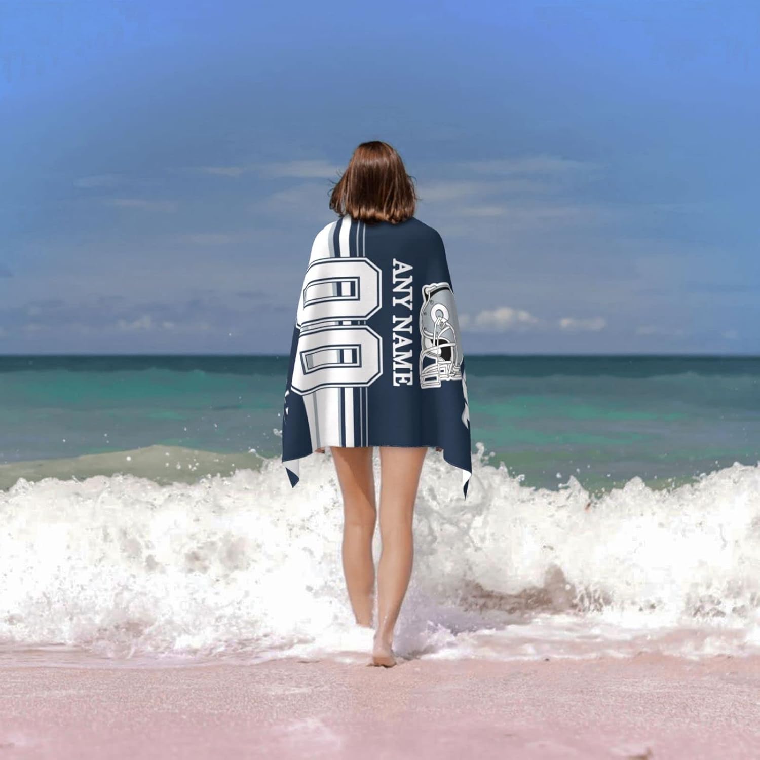 Toallas de playa personalizadas Dallas, toalla de playa personalizada con número de nombre, toalla de baño suave personalizada, manta de playa,
