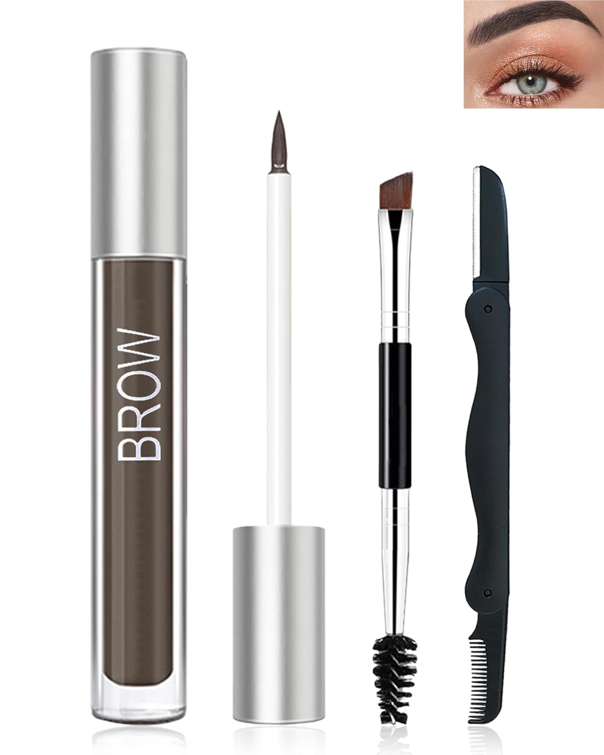 Gel de cejas teñido resistente al agua – Gel de cejas engrosante teñido marrón, pegamento voluminizador de cejas rápido para cejas, maquillaje de