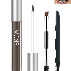 Gel de cejas teñido resistente al agua – Gel de cejas engrosante teñido marrón, pegamento voluminizador de cejas rápido para cejas, maquillaje de Gel de cejas teñido resistente al agua – Gel de cejas engrosante teñido marrón, pegamento voluminizador de cejas rápido para cejas, maquillaje de