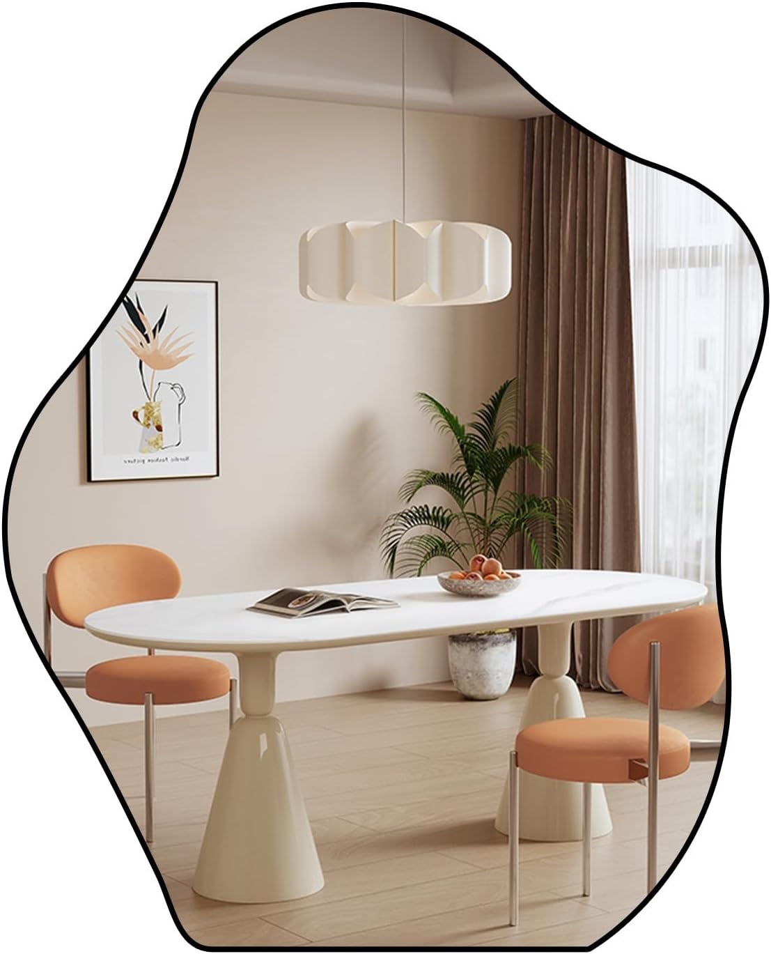 QDSSDECO Espejo asimétrico montado en la pared, espejo ondulado, forma irregular para sala de estar, dormitorio, entrada, 23 x 28 pulgadas