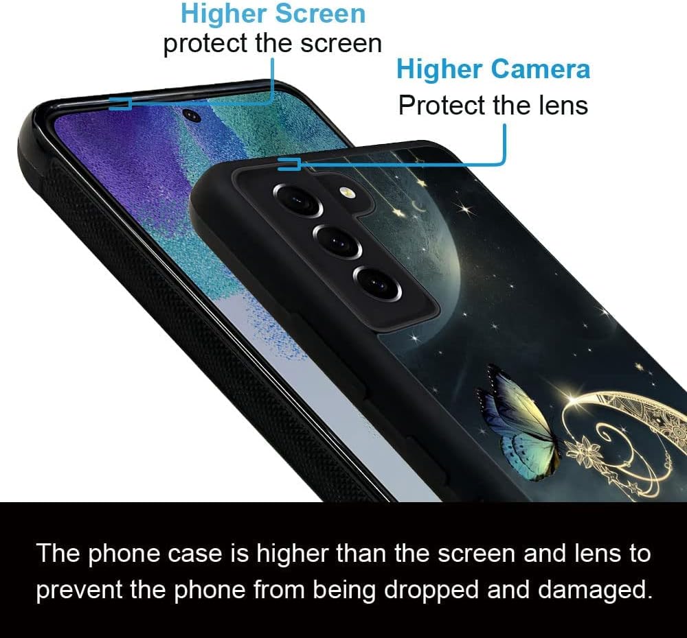 DJSOK Funda compatible con Samsung Galaxy S23 Plus, diseño de estrella de mariposa y luna para niñas y hombres, patrón de protección contra caídas