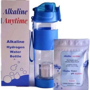 Alkaline Anytime – Botella de agua alcalina deportiva-1 (9.5 pH) filtro alcalino y acero inoxidable infundido a prueba de fugas, sin BPA, Alkaline Anytime – Botella de agua alcalina deportiva-1 (9.5 pH) filtro alcalino y acero inoxidable infundido a prueba de fugas, sin BPA,