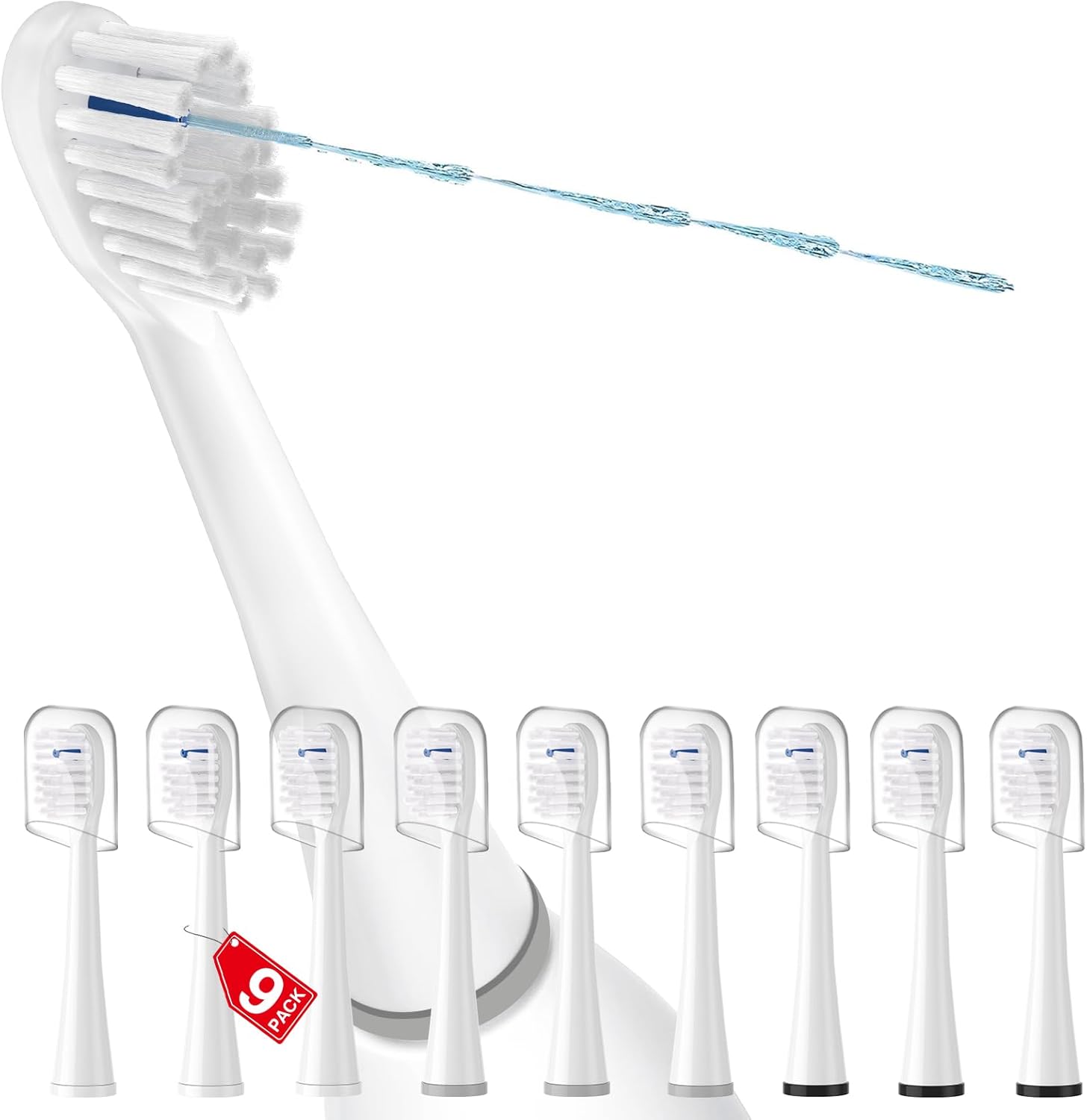 Cabezales de repuesto para cepillo de dientes Water-Pik Sonic Fusion y Sonic Fusion 2.0, SF01, SF02, SF03 y SF04, cerdas transparentes, forma