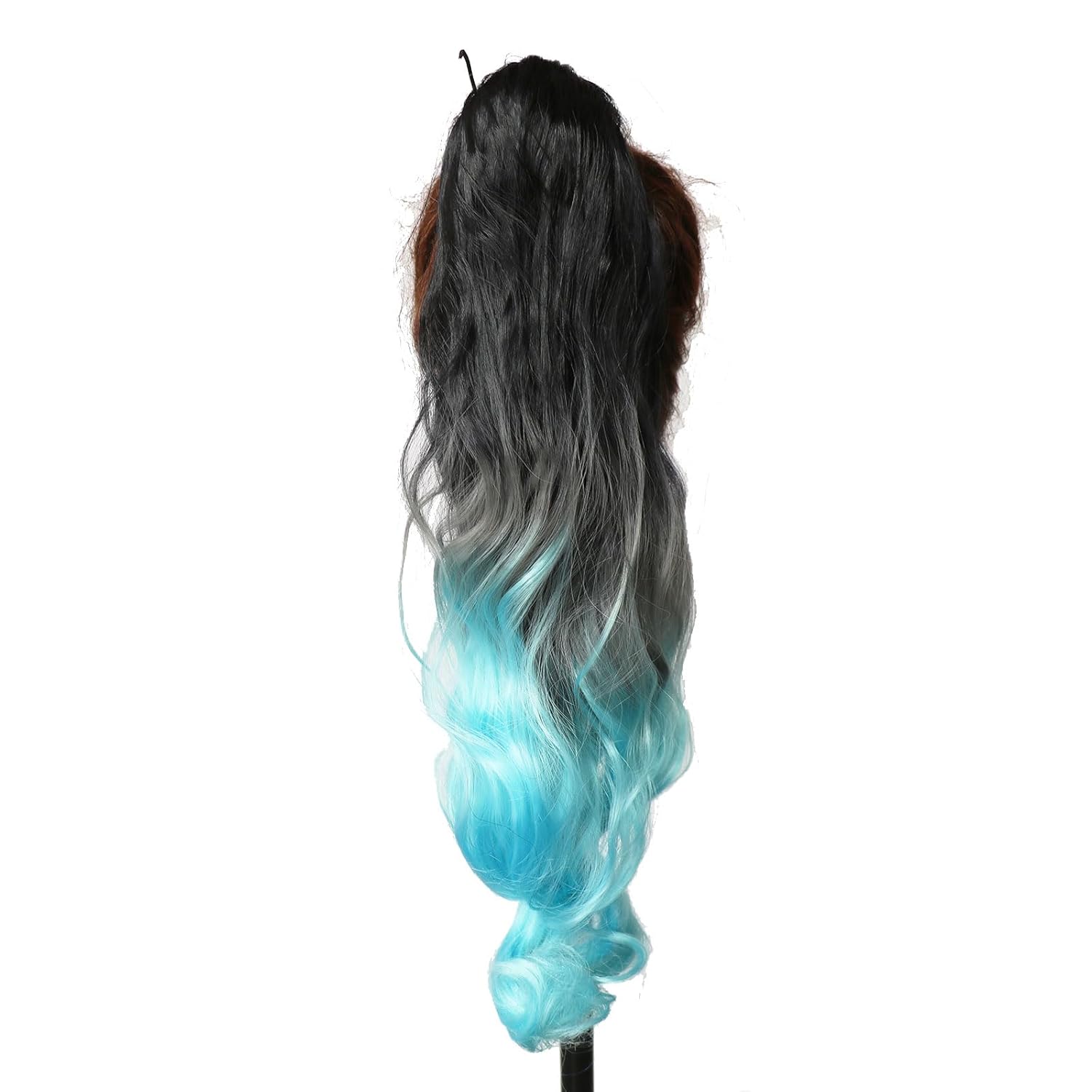 Extensión de cola de caballo rizada con cordón, color degradado, para mujer, extensión de cola de caballo sintética de fábrica (24 pulgadas, T