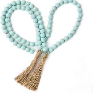 Guirnalda de cuentas de madera de 59 pulgadas con borlas, guirnalda de cuentas de madera, decoración de guirnalda de cuentas decorativas, guirnalda Guirnalda de cuentas de madera de 59 pulgadas con borlas, guirnalda de cuentas de madera, decoración de guirnalda de cuentas decorativas, guirnalda
