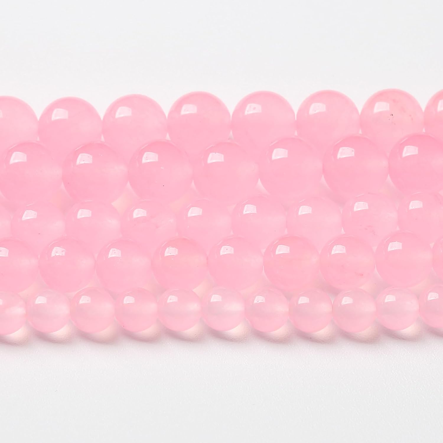 60 cuentas de piedra natural de calcedonia rosa claro para la fabricación de joyas, cuentas de piedra curativa energética, cuentas de piedra para