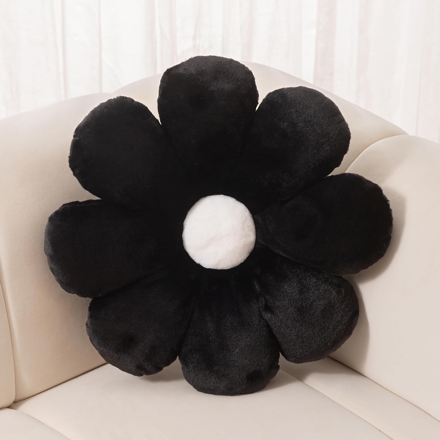 Almohada de flores, almohadas negras de 17.7 pulgadas, almohadas decorativas negras, almohada de flores, cojines de piso de flores para lectura y