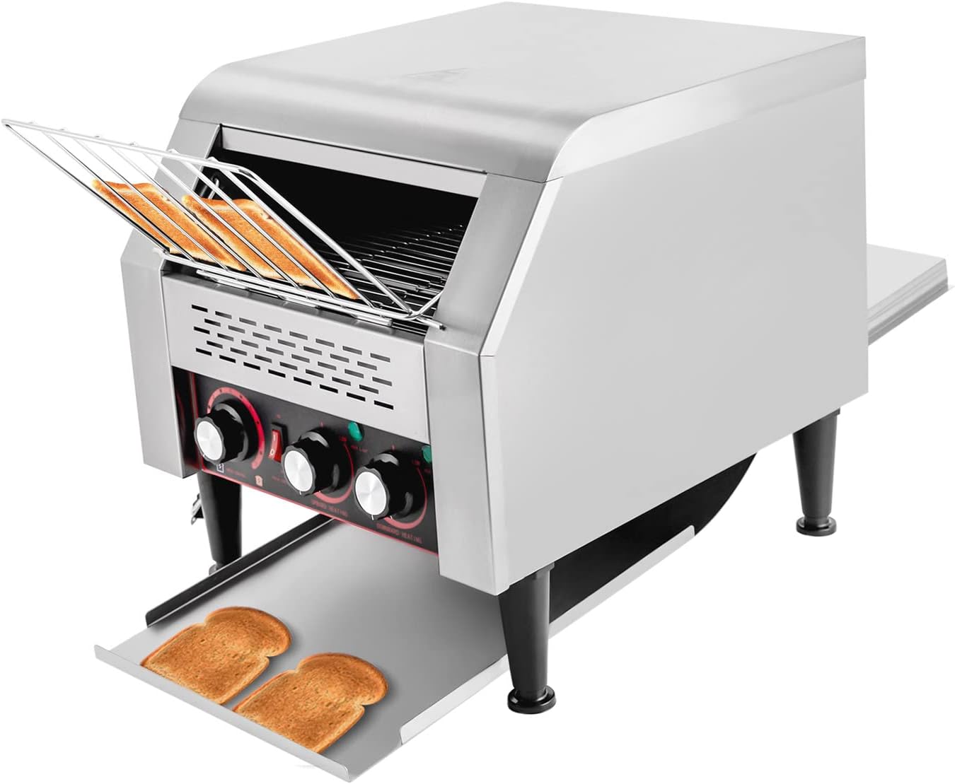 Tostadora con transportador comercial de 300 rebanadashora, tostadoras industriales resistentes de acero inoxidable de 2200 W (con tubos de